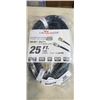 Image 1 : AS NEW LIFESUPPLY 25FT BLACK  INDOOR OUTDOOR 3 WIRE GROUNDED AND LIGHTED EXTENSION CORD, 10AWG