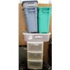 Image 1 : LOT OF TALL STORAGE TOTES AND PLASTIC ORGANIZER