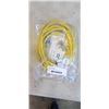 Image 1 : AS NEW LIFESUPPLY 25FT YELLOW  INDOOR OUTDOOR 3 WIRE GROUNDED AND LIGHTED EXTENSION CORD, 14AWG