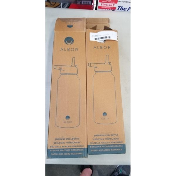 2 ALBOR STAINLESS STEEL WATER BOTTLES