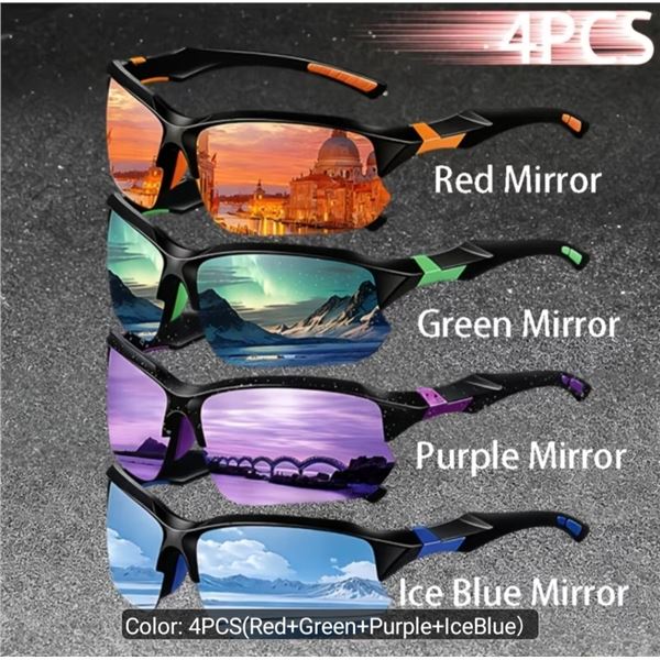 NEW 4PC FASHION UNISEX HALF FRAME DESIGNER SUNGLASSES