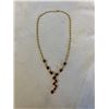 Image 1 : GOLD PLATED WITH RUBY STONES LAVALIERE NECKLACE