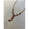 Image 2 : GOLD PLATED WITH RUBY STONES LAVALIERE NECKLACE
