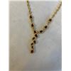 Image 3 : GOLD PLATED WITH RUBY STONES LAVALIERE NECKLACE