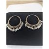 Image 2 : PAIR OF STERLING SILVER HOOP EARRINGS W/ PEARL TASSELS