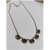 Image 1 : VINTAGE ROLLED GOLD W/ BLACK ALASKAN DIAMOND NECKLACE MARKED RGP W