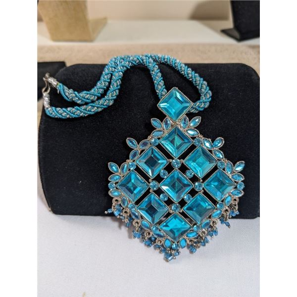 VINTAGE SILVER PLATED W/ STONES CHOKER NECKLACE
