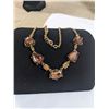 Image 1 : VINTAGE NECKLACE W/ SMOKEY TOPAZ GLASS STONES