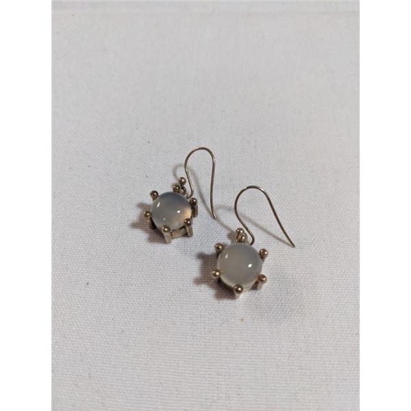 PAIR OF STERLING SILVER W/ MOONSTONES EARRINGS