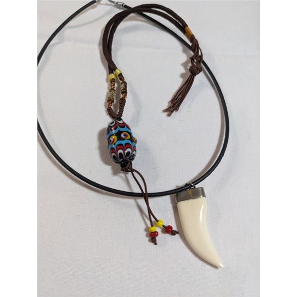 2 VINTAGE PENDANTS W/ CORD NECKLACES
