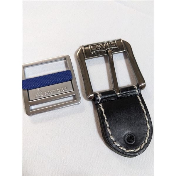 2 VINTAGE BELT BUCKLES, LEVI'S 501 AND RIPZONE