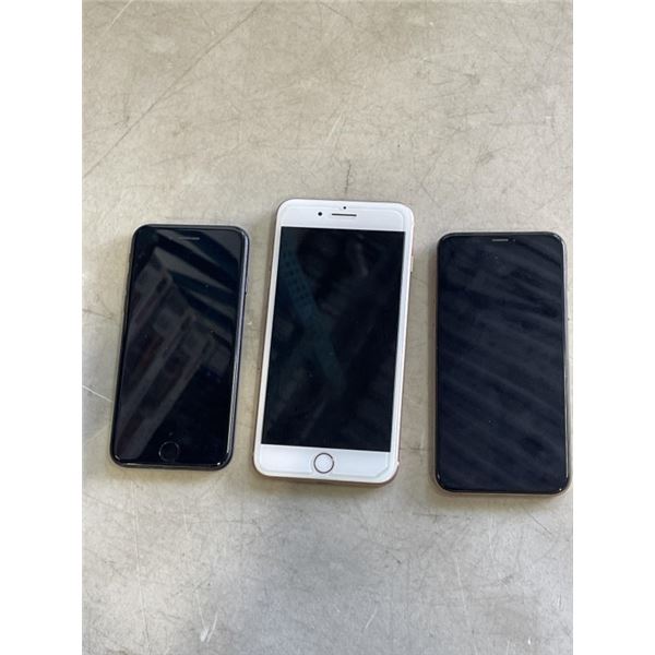 3 IPHONES - TURN ON, BUT ALL ICLOUD LOCKED