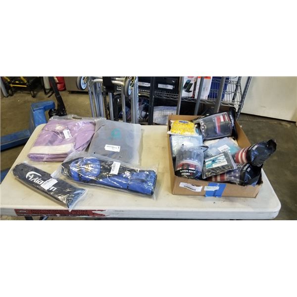 LOT OF SPORTING GOODS INCLUDING SUNYA ARCHERY, 4 DMOOSE KNEE WRAPS, ALAFEN ALUMINUM COLLAPSIBLE HIKI