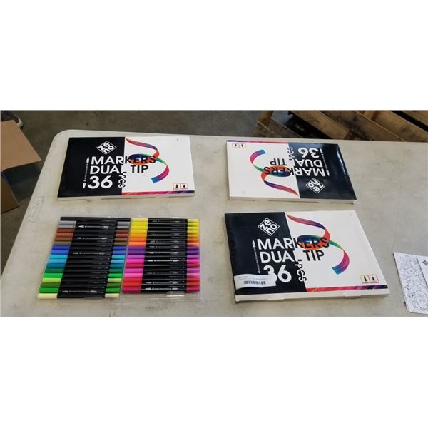 4 BOXES OF DUAL TIPED MARKERS BRUSH AND FINELINER