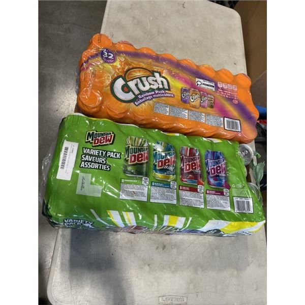 32 PACK OF MOUNTAIN DEW AND 32 PACK OF CRUSH RAINBOW PACK SODAS