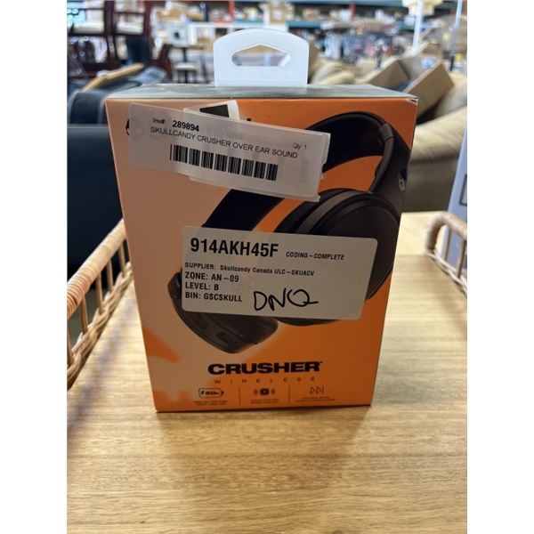 SKULLCANDY CRUSHER OVER EAR SOUND ISOLATING WIRELESS HEADPHONES W/ MIC - TESTED WORKING, RETAIL $149