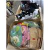 Image 1 : ASSORTED NEW SLIPPERS AND BOX OF ADVERTISING FLAGS