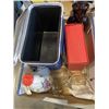 Image 2 : 2 TRAYS OF KITCHEN ITEMS - VINTAGE TUPPERWARE, WINE GLASSES, ETC