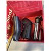 Image 6 : 2 TRAYS OF KITCHEN ITEMS - VINTAGE TUPPERWARE, WINE GLASSES, ETC