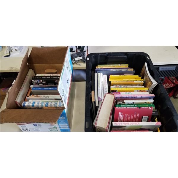 LARGE TOTE AND BOK OF ASSORTED BOOKS