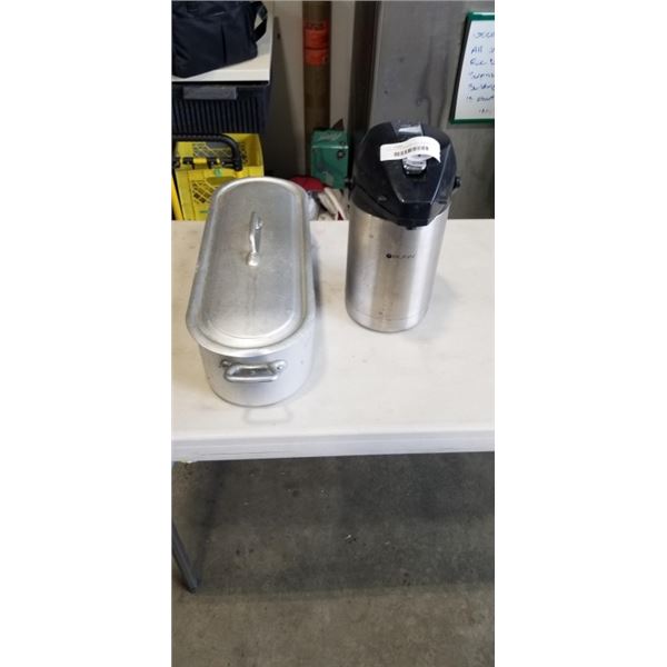 BUNN COFFEE WARMER AND LONG METAL POT