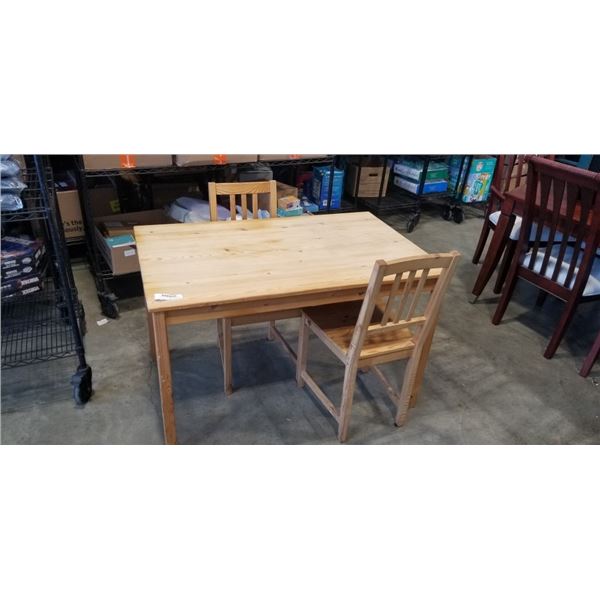 PINE IKEA DINING TABLE WITH 2 CHAIRS