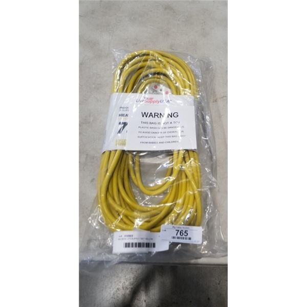 AS NEW LIFESUPPLY 75FT YELLOW  INDOOR OUTDOOR 3 WIRE GROUNDED AND LIGHTED EXTENSION CORD, 14AWG