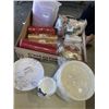 Image 1 : TRAY OF PARTY SUPPLIES INCLUDING 220 PLASTIC DINNER PLATES, BALLOONS, PLASTIC CUPS, PLASTIC DESERT B
