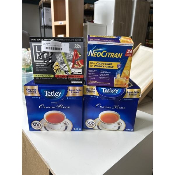 TETLEY TEA, NEO CITRON AND LMNT ELECTROLYTE PACKETS