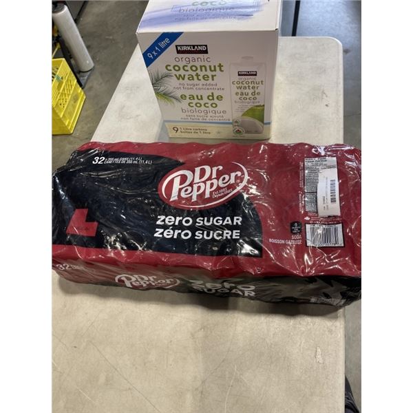 CASE OF DR PEPPER, SOME MISSING AND KIRKLAND ORGANIC COCONUT WATER