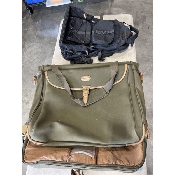 LARGE LONDONFOG CARRY BAG AND BLACK BACKPACK WITH WHEELS