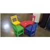Image 1 : 4 WOODEN KIDS CHAIRS AND SIDE TABLE