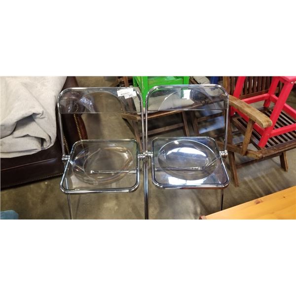 2 FOLDING CLEAR MCM CHAIRS