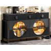 Image 1 : BAY ISLE HOME 62.2" WIDE FLUTED 3 DRAWER SIDEBOARD BUFFET WITH RGB LED LIGHTS, RETAIL $399