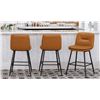 Image 1 : TRENT AUSTIN DESIGNS PELAYO UPHOLSTERED LEATHER BAR & COUNTER STOOL, SET OF 3, RETAIL $459