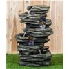 Image 1 : HI-LINE GIFT LTD FIBRE AND RESIN FOUNTAIN SLATE STONE FOUNTAIN WITH LED LIGHT, RETAIL $263