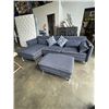 Image 1 : BLUE NAVY SECTIONAL SOFA W/ OTTOMAN