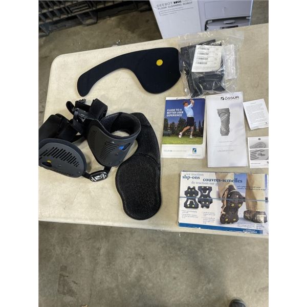 ROSSUR KNEE BRACE AND PERFECT SOLUTIONS ICE TRACTION SLIP ONS