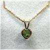 Image 1 : GOLD PLATED STERLING SILVER NATURAL PERIDOT HEART SHAPE PENDANT WITH GOLD PLATED STERLING SILVER CHA