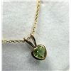 Image 2 : GOLD PLATED STERLING SILVER NATURAL PERIDOT HEART SHAPE PENDANT WITH GOLD PLATED STERLING SILVER CHA