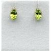 Image 1 : 10KT YELLOW GOLD NATURAL PERIDOT WITH DIAMOND EARRINGS, W/A $550.00. PERIDOT IS THE BIRTHSTONE FOR A