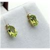 Image 2 : 10KT YELLOW GOLD NATURAL PERIDOT WITH DIAMOND EARRINGS, W/A $550.00. PERIDOT IS THE BIRTHSTONE FOR A
