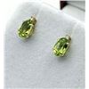 Image 3 : 10KT YELLOW GOLD NATURAL PERIDOT WITH DIAMOND EARRINGS, W/A $550.00. PERIDOT IS THE BIRTHSTONE FOR A