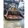Image 1 : BROWN LEATHER SOFA WITH BRASS NAILHEAD