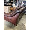 Image 3 : BROWN LEATHER SOFA WITH BRASS NAILHEAD