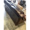 Image 4 : BROWN LEATHER SOFA WITH BRASS NAILHEAD