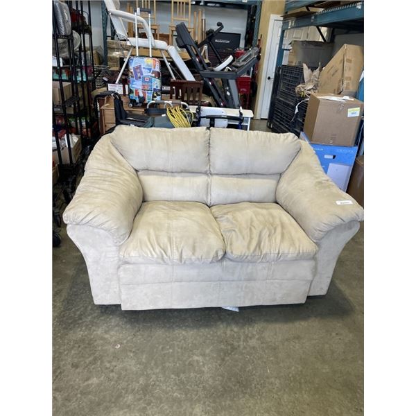 BEIGE MICROFIBER LOVE SEAT
