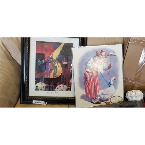 JAZZ CLUB 1 FRAMED PRINT BY MICHAEL WILLIAMS AND CLOWN PRINT SIGNED