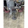 Image 1 : BAR HEIGHT TABLE W/ 3 LEATHER BAR STOOLS