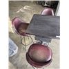 Image 2 : BAR HEIGHT TABLE W/ 3 LEATHER BAR STOOLS